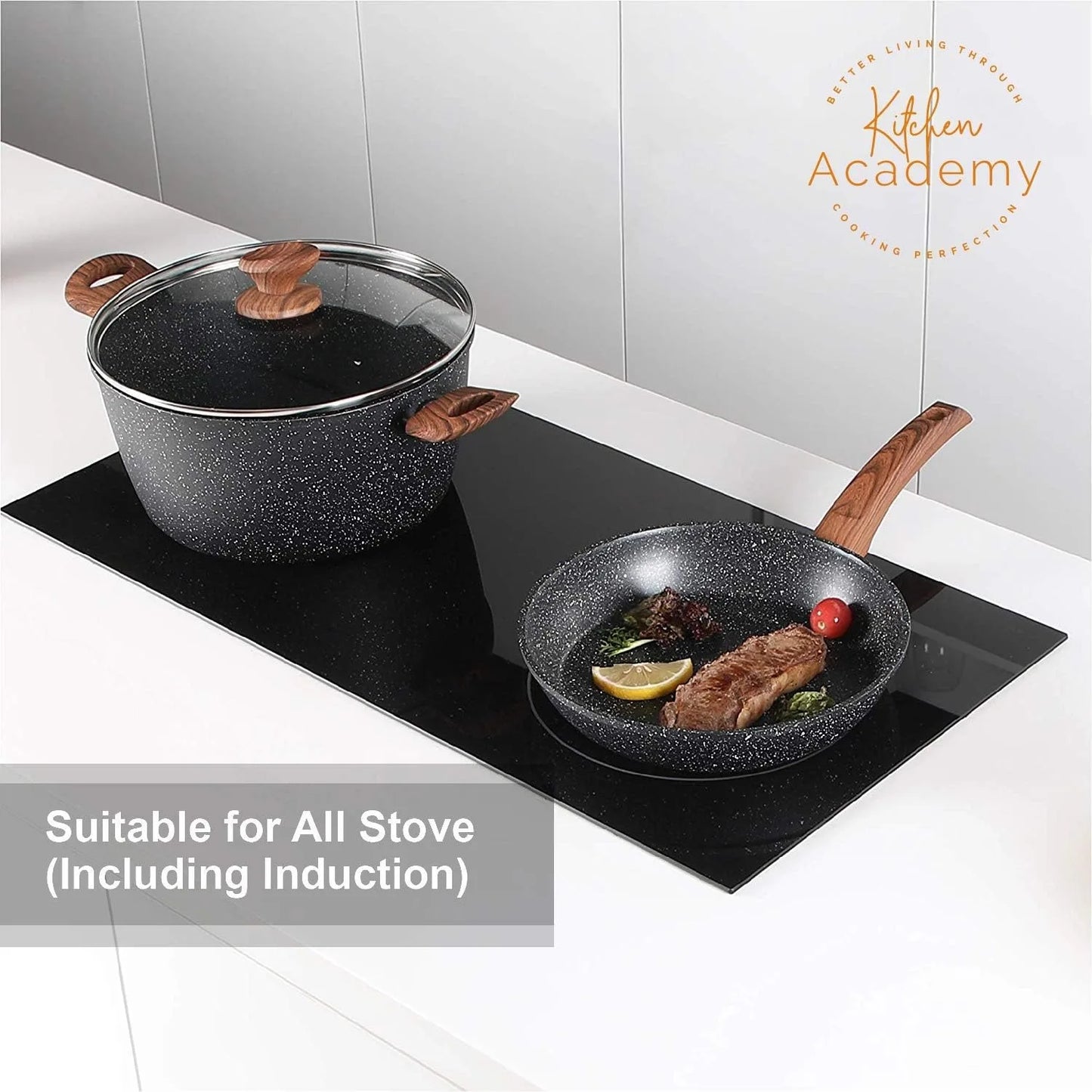 Induction Cookware 12 Piece Nonstick Pan Set