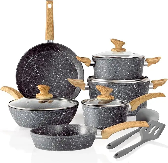 Induction Cookware 12 Piece Nonstick Pan Set