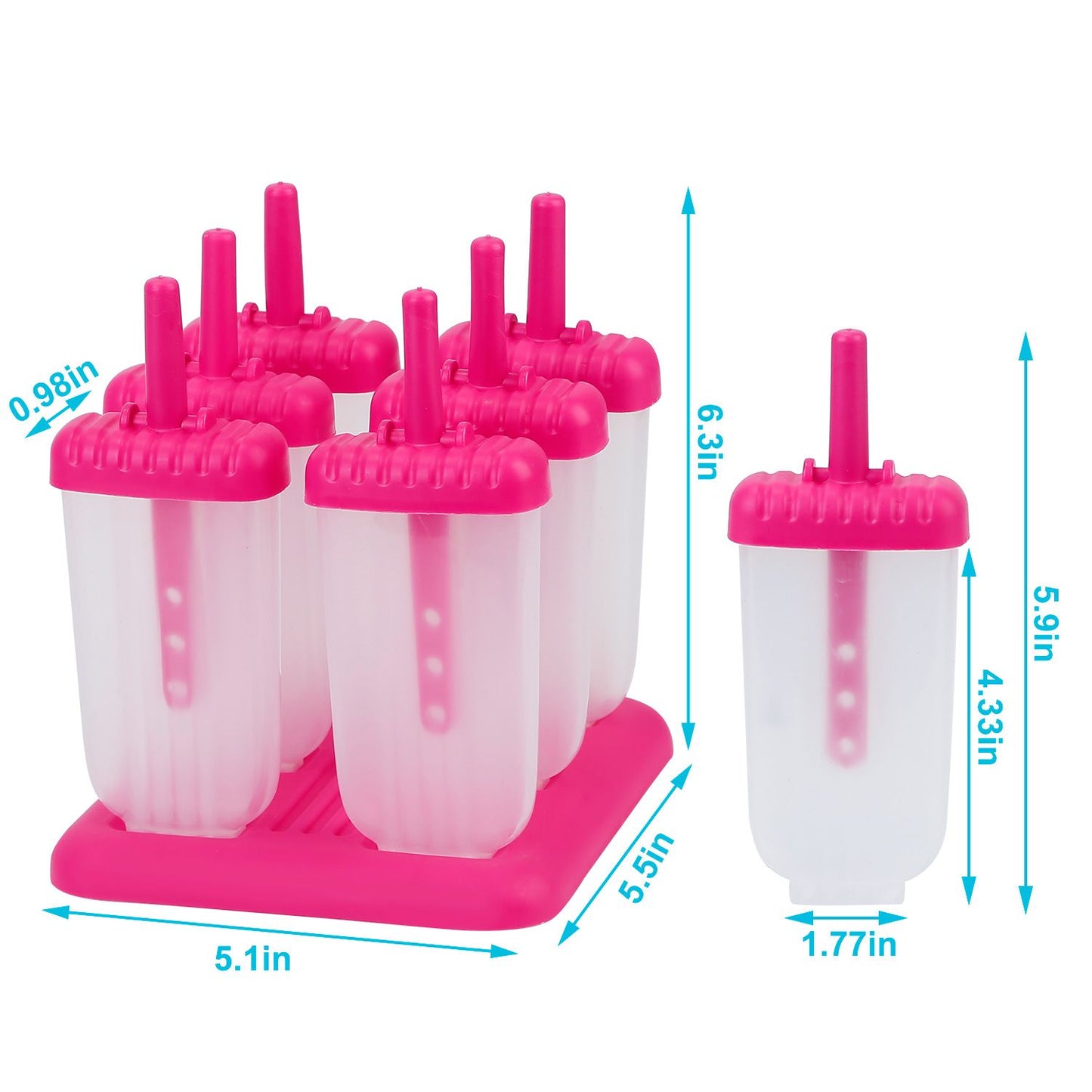 6Pcs Popsicle Molds Reusable Ice Cream DIY Ice Pop Maker Ice Bar Maker Plastic Popsicle Mold For Homemade Iced Snacks