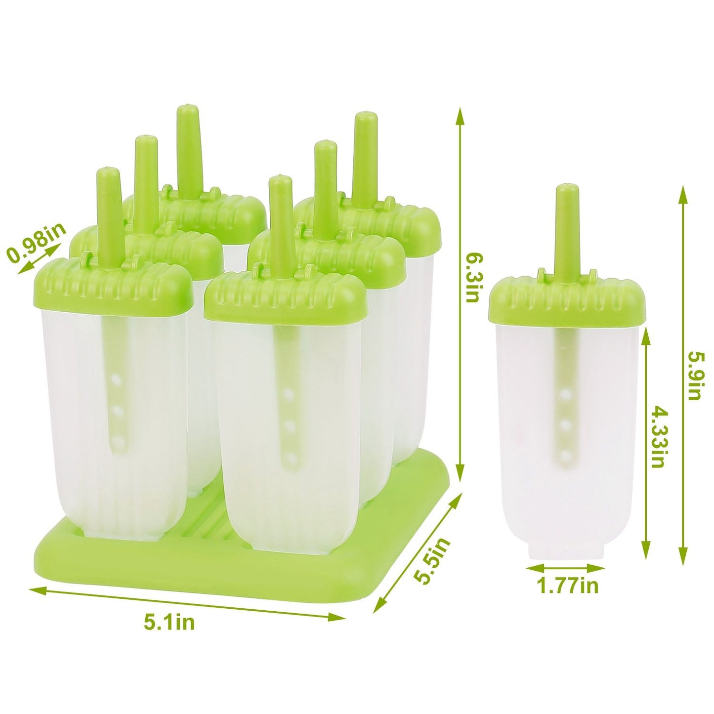 6Pcs Popsicle Molds Reusable Ice Cream DIY Ice Pop Maker Ice Bar Maker Plastic Popsicle Mold For Homemade Iced Snacks